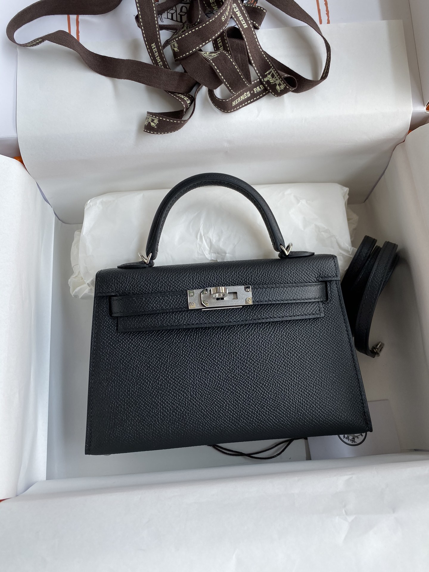 Hermes Kelly Mini II Bag 19CM In Black Epsom Leather